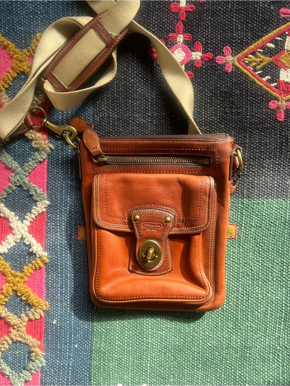 🤎Rare Coach Whiskey Vachetta Leather Utility Crossbody Bag 65th Anniversary